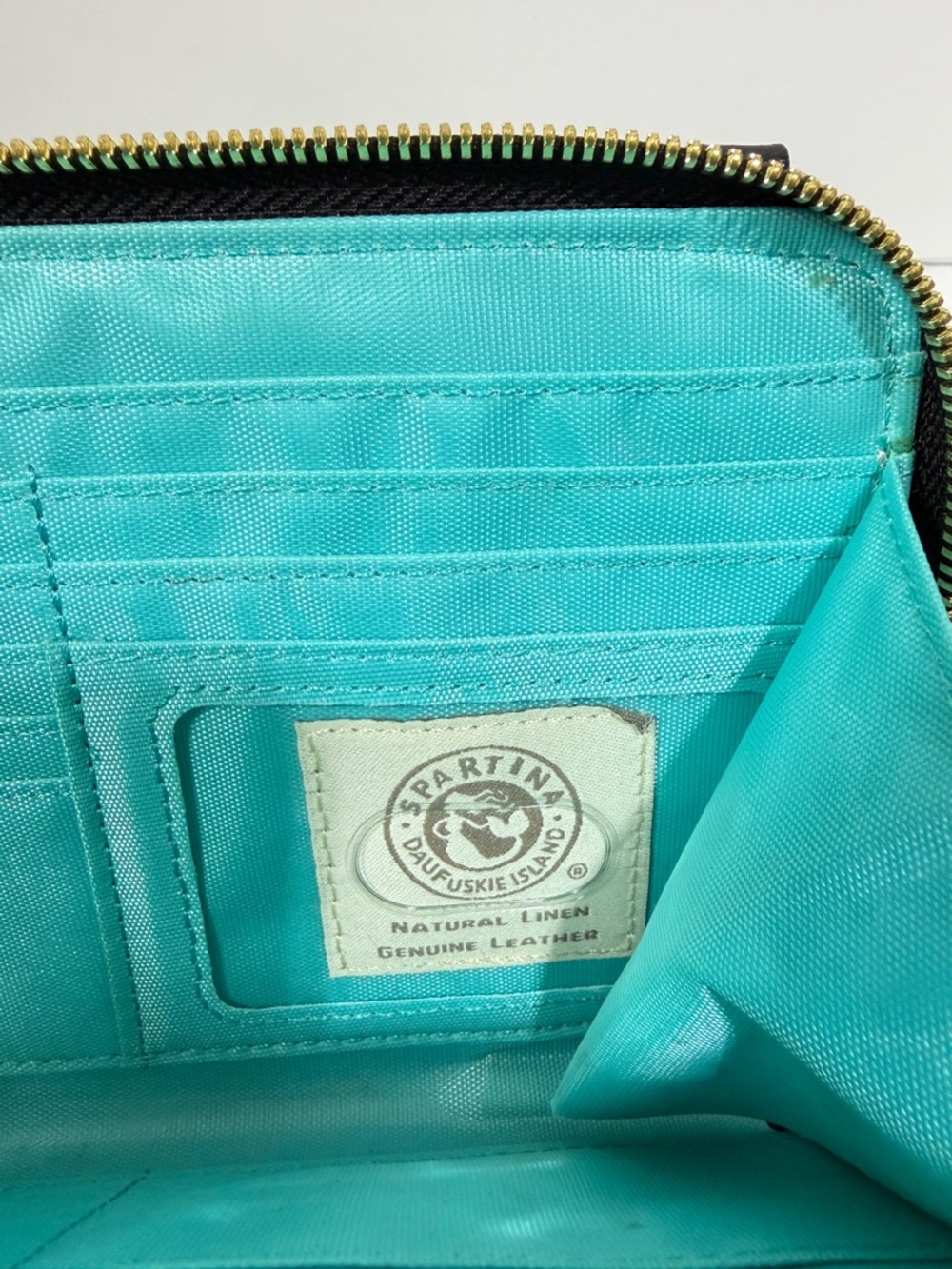 Spartina 449 black white linen leather Privateer Multi Phone Crossbody bag - Picture 5 of 7